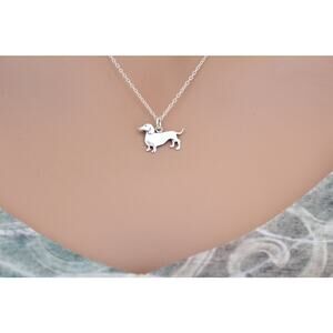 Sterling Silver Dachshund Dog Charm Necklace, Silver Dachshund Necklace